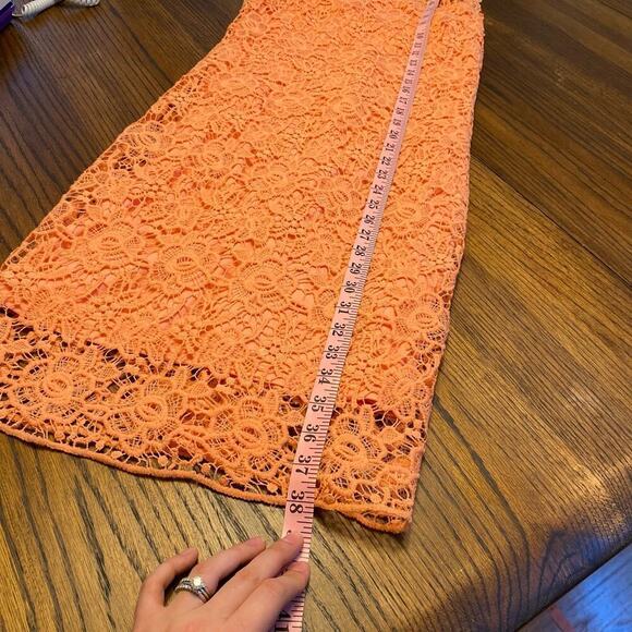 NWT BLVD Peach Cocktail Dress Lace Crochet Women's Sz S Formal Short Sleeveless - Picture 9 of 12